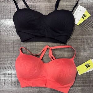 All in Motion Black and Coral sports bras- size XS